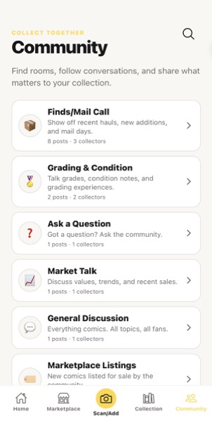 Open the findcomix community rooms screenshot